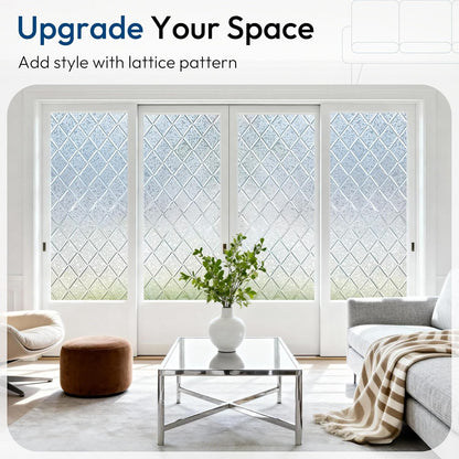 rabbitgoo Window Privacy Film, Decorative Privacy Window Film Sun Blocking, Frosted Glass Cling for Home Door, Non-Adhesive Static Cling Sticker Covering Heat Blocker, Clear, 17.5" x 78.7"