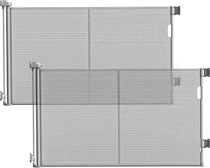 Reinforced 60" Wide Retractable Baby Gates with Upgraded Rods - Bottom Anti-Escape, 5 ft Mesh Baby Gate Retractable Dog Gate Indoor Pet Gate Retractable Stair Gate Outdoor Retractable Gate, Black
