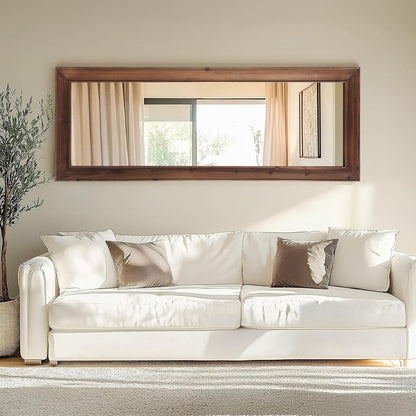 Rustic Standing Full Length Mirror Wood Frame, 56"X21" Farmhouse Floor Mirror for Bedroom Living Room Entryway, Hanging or Leaning Wall-Mounted Full Body Mirror, Tempered Glass, White