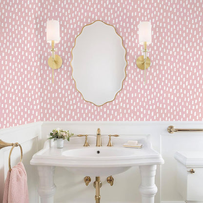 HAOKHOME Peel and Stick Wallpaper Boho Modern Dots Wall Paper Removable for Bathroom Caramel/White Contact Paper 17.3in x 9.8ft