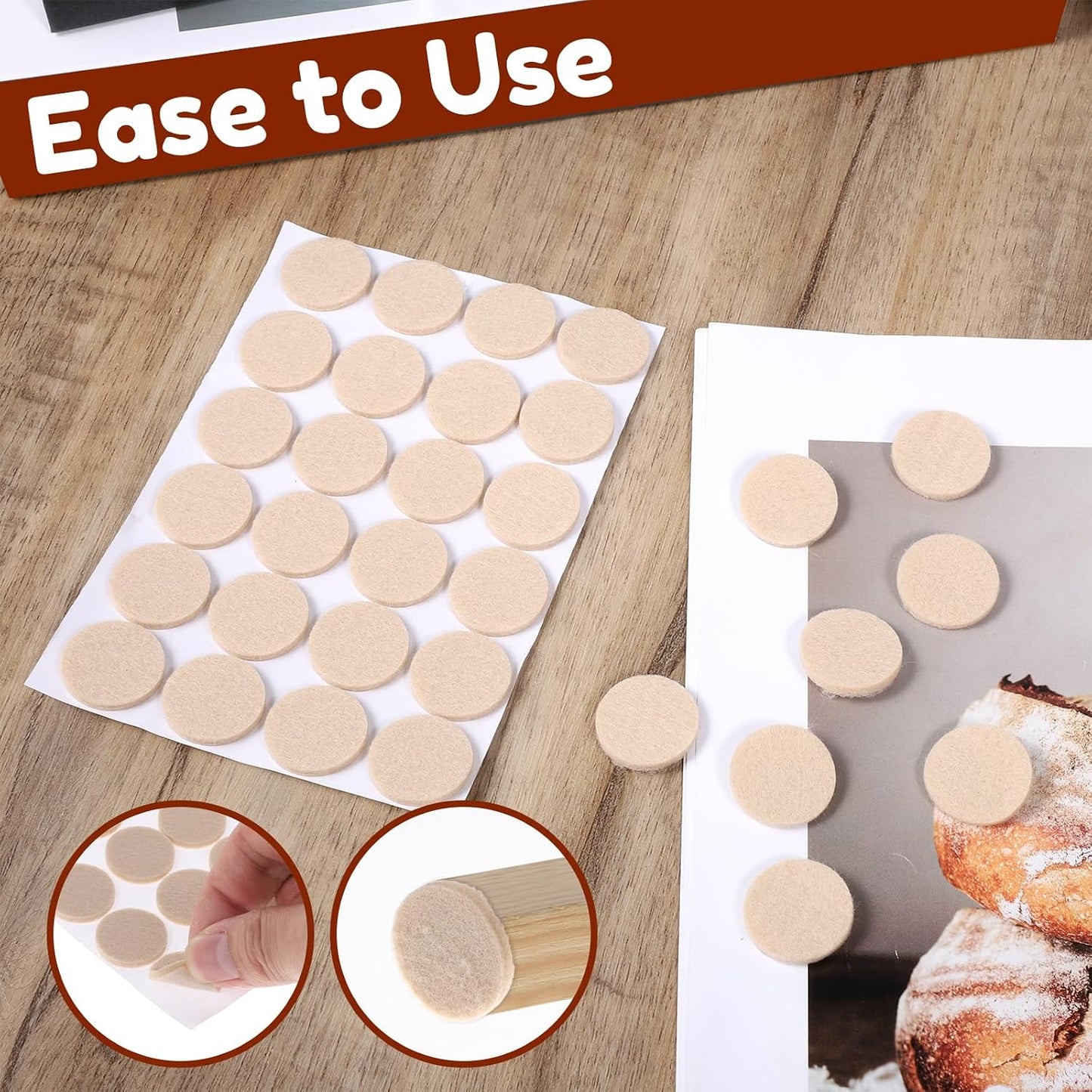 144Pcs Small Felt Pads for Coasters Bottom Dots 3/4" Adhesive Chair Felt Pads Felts Cabinet Door Bumpers Cushion Dots Round Furniture Pad Floor Protectors Furniture Feet for Chair Legs Hardwood Floors