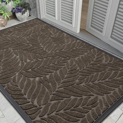 Yimobra Front Door Mat Outdoor Indoor, 29.5x17 All-Season Waterproof Door Mat Outside Entrance, All-Weather Non-Slip Outside Doormat for Garage Patio Entryway, Brown