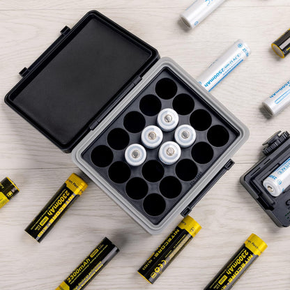 JJC AA AAA Battery Hard Case with Tester Checker, 34 Slots Battery Storage Organizer for 20 AA and 14 AAA Batteries, Water-Resistant and Shockproof Batteries Holder Container