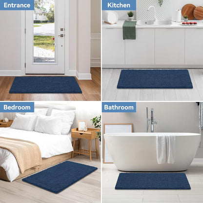 Bcoimo Bathroom Rugs 24x17, Bath Mats for Bathroom Non Slip with Rubber Backing,High Absorbent Microfiber Bath Rugs Quick Drying, Machine Washable, Durable Decor