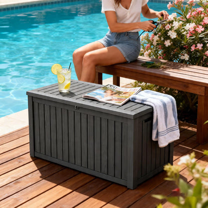 50Gal Outdoor Storage Box Anti-Theft Delivery Box Lockable Deck Box | Heavy-duty UV & weatherproof resin for secure parcel drop, patio cushion storage, garden tools & porch package organization