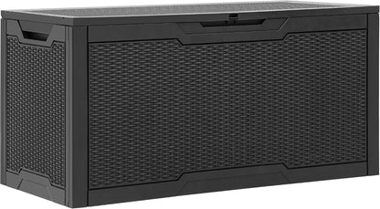 YITAHOME 100 Gallon Large Outdoor Deck Box | Waterproof Resin Storage Box, Lockable Indoor Outdoor Storage Container for Patio Furniture Cushions, Pool Accessories