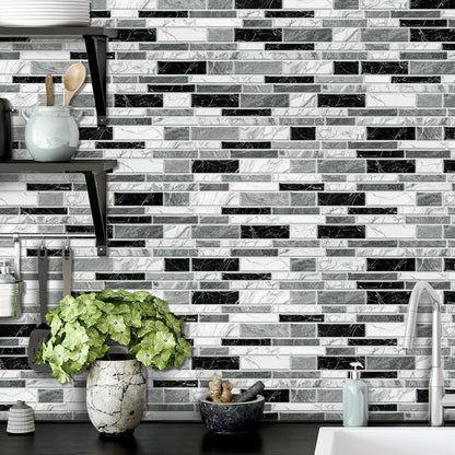 36 Sheets of Self Adhesive Marble Tile Wall Tiles Vinyl Sticker | 9.68 x 4.72in Water Resistant, Easy to Stick and Peel off, Suitable for DIY Decoration on Ceilings and Walls (Black)