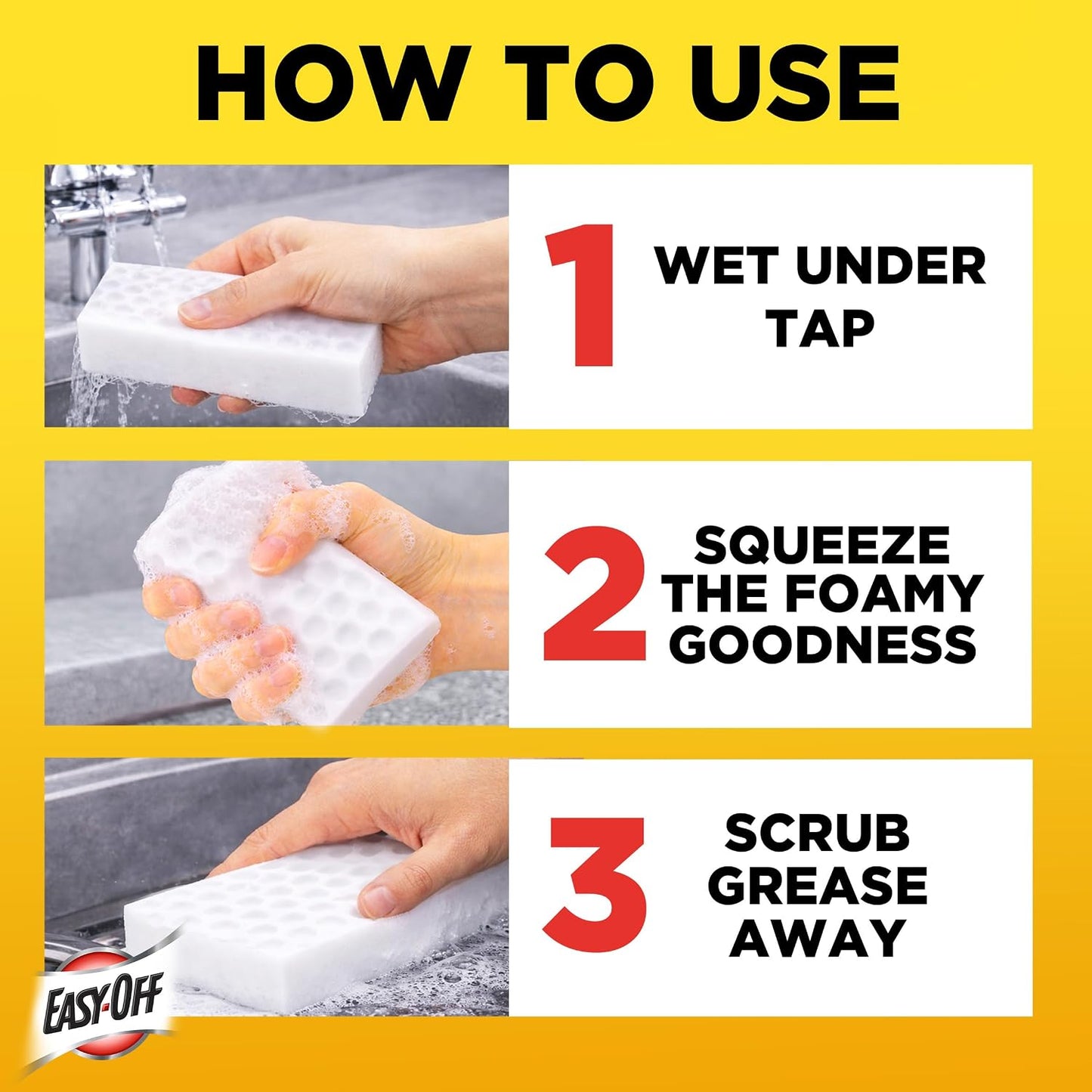 Easy‑Off Heavy Duty 2‑in‑1 Ultra Thick Eraser & Degreasing Formula, 5 Multi‑Use Cleaning Pads — Cuts Through Tough Grease & Grime in Seconds