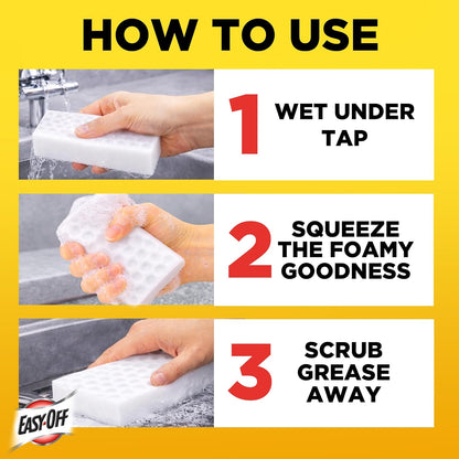 Easy‑Off Heavy Duty 2‑in‑1 Ultra Thick Eraser & Degreasing Formula, 5 Multi‑Use Cleaning Pads — Cuts Through Tough Grease & Grime in Seconds