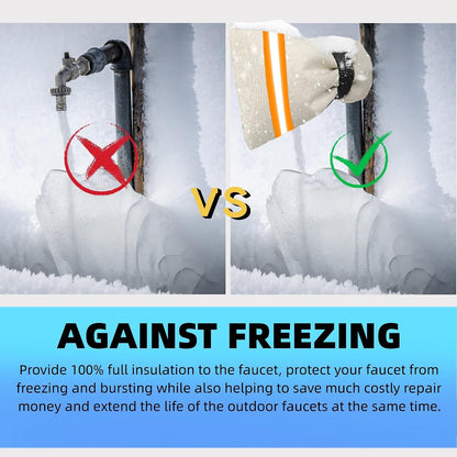 Outdoor Faucet Socks - 10'H x 6.3'W for Winter Freeze Protection, 2 Piece Tap Cover, Reusable Spigot Cover - Beige