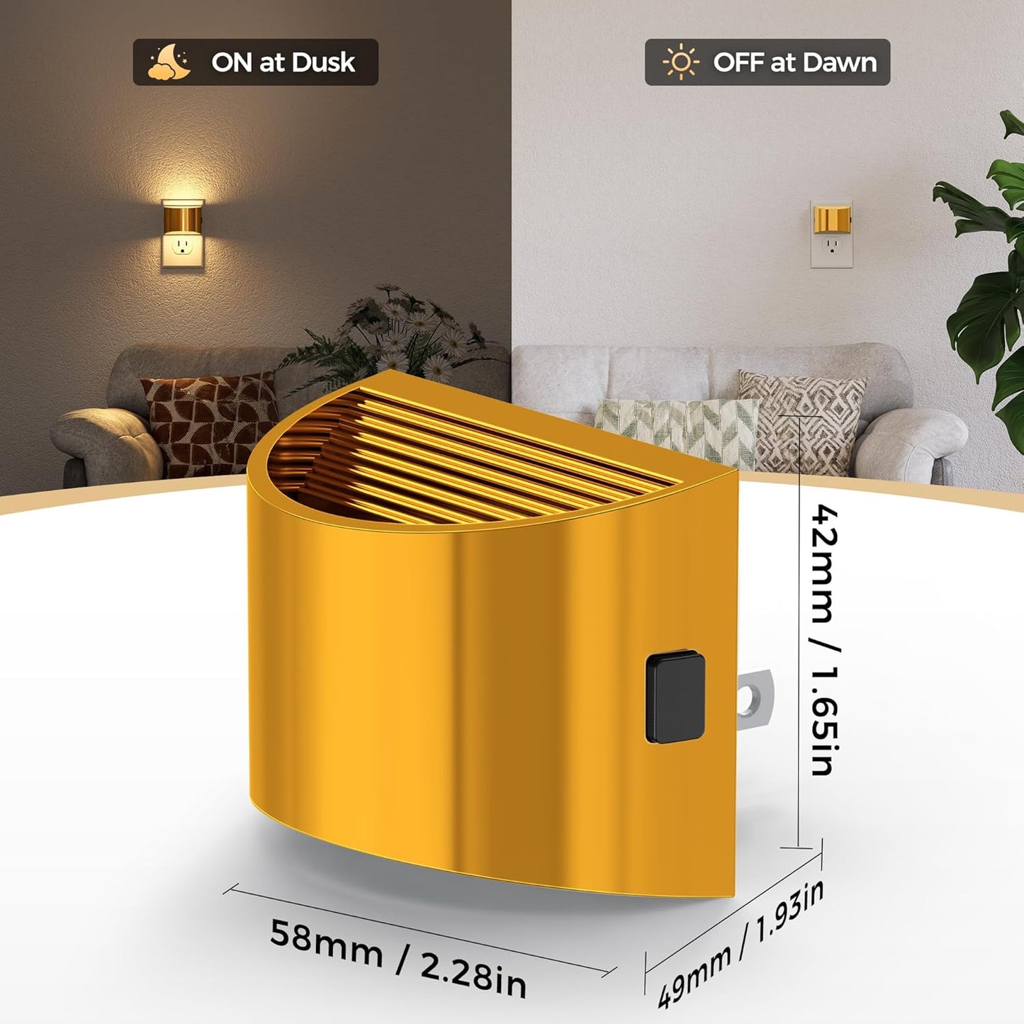 DORESshop LED Night Light[2 Pack], Night Lights Plug into Wall, 3 Level Brightness Adjustable Plug in Night Light, Dusk to Dawn Sensor, Nightlights for Adults, Bedroom, Bathroom, Hallway, 3000K