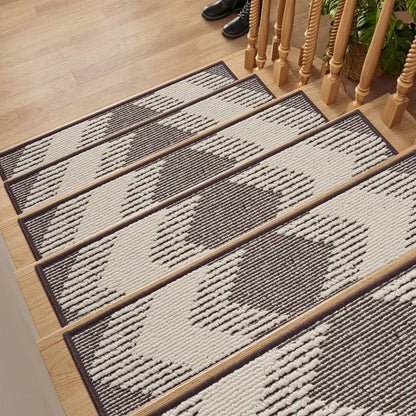 PADOOR 15PC Stair-Treads Non Slip, 3D Peel and Stick Stair Treads for Wooden Steps Indoor, Stair-Carpet Treads Washable Reusable Adhesive Stair-Runner Rugs for Kids and Dogs 8"x30" Brown