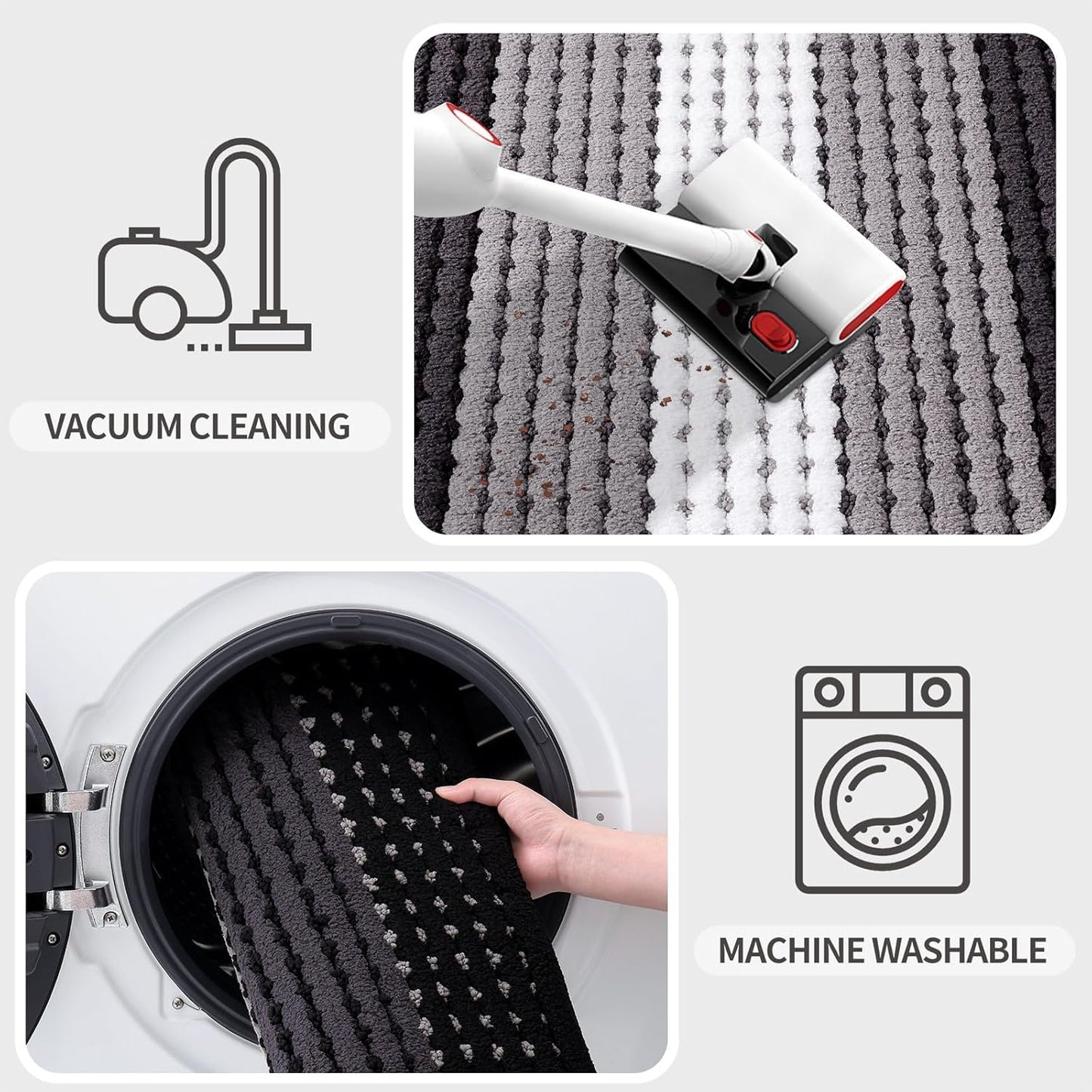 Kitinjoy Indoor Outdoor Door Mat, 32x20 Non-Slip Absorbent Dirt Trapper, Low-Profile Washable Inside Entrance Front Floor Mat, Sturdy Soft Entry Doormats for Entryway, Grey
