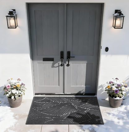 Yimobra Doormat Outdoor Entrance, Simple Stripes All-Weather Waterproof & Non-Slip Mat for Front Door, Heavy Duty Welcome Mat for Indoor, Garage, Patio-29.5x17, Dark Grey