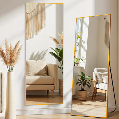 Mirror Full Length, 71 x 26 Inches Floor Mirror with Stand, XX-Large Arch Gold Mirrors for Bedroom, Dressing Room, Home Decor, Gold