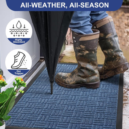 Mibao Front Door Mat, Heavy Duty Durable Welcome Mat for Outdoor Indoor, Dirt Trapper Waterproof Super Absorbent Door Mat for Entryway Outside Patio Porch, 29.5" x 17", Grey