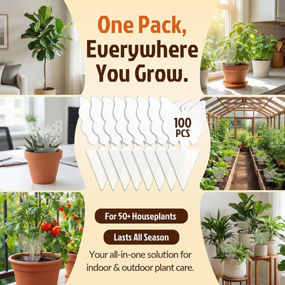 100 Pack Gnat Traps, Double Sided Plant Sticky Traps for Flying Insects, Clear Flying Bug Catcher for Indoor Outdoor Fruit Flies, Mosquitoes, Easy Release Liner for Plants, House