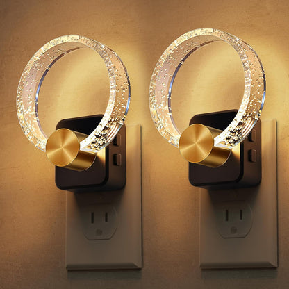 L LOHAS LED Night Light,Dimmable Night Lights Plug into Wall, 2 Pack Acrylic Nightlight with 0-100 LM Adjustable Brightness, 3000K Plug in Night Light with Dusk to Dawn Sensor, for Bathroom Hallway