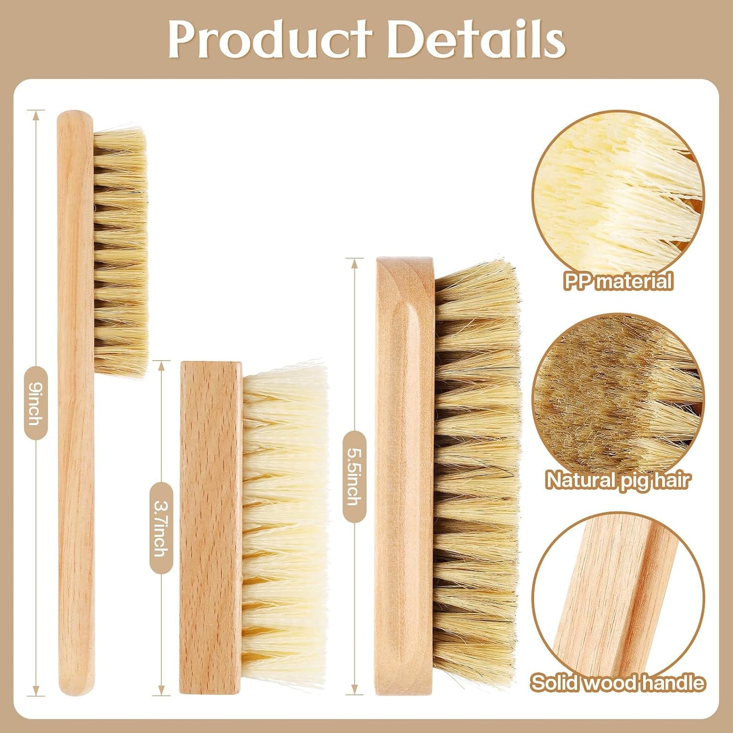 3 Pcs Wood Laundry Stain Brush Stain Remover Brushes with Boar Bristle Small Stain Brush for Clothes for Scrubbing Stains from Furniture Fabric Leather(3 Pcs C)