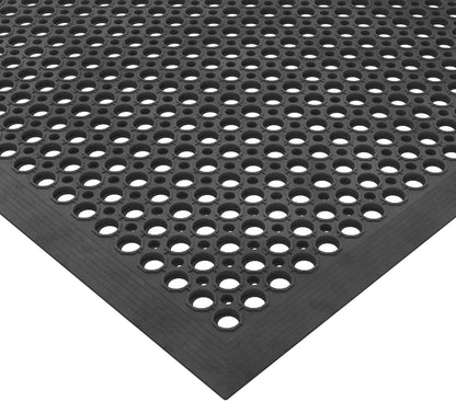 Ottomanson Waterproof Rubber Outdoor Doormat – Heavy-Duty Non-Slip Rubber Floor Mat with Ridge Scraper Pattern, All-Weather Front Door Entry Mat for Mud & Dirt Control – 18" x 30", Black