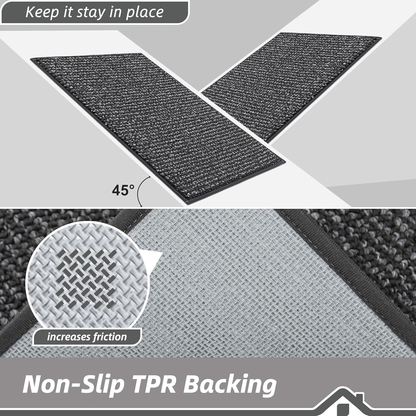 BEQHAUSE Dirt Trapper Door Mat 20" x 32", Non-Slip Washable Doormats Entrance Mat, Dirt Resistant and Absorbent Welcome Mat, Low Profile Floor Mats for Front Back Door and Entryway, Beige