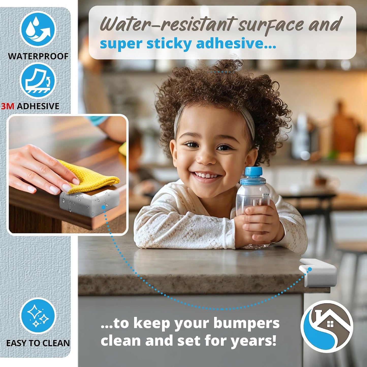 8-Pack Baby Proof Corner Protectors, Clear Furniture Safety Bumpers, Soft Rubber Foam Cushion Guards with Pre-Applied Adhesive, Child Proofing Pads for Tables, Cabinets, Desks, Glass Surfaces