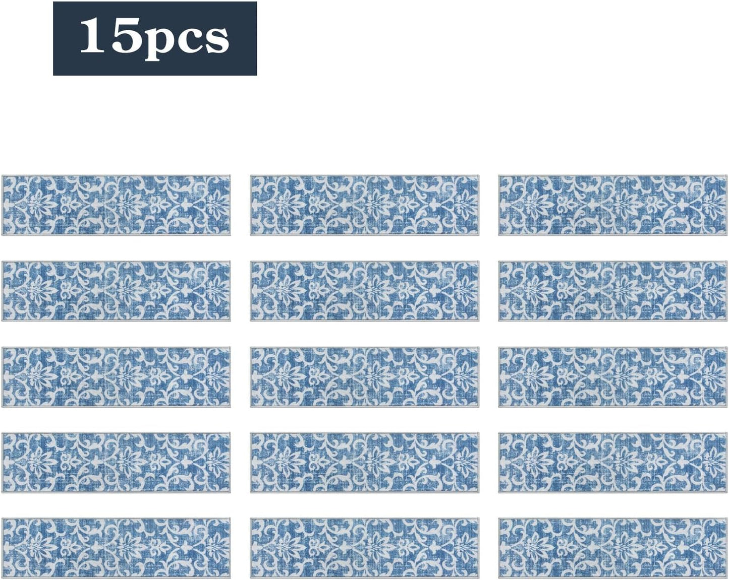 Lahome Carpet Stair Treads Non Slip Backing, 15 Pack 8" X 30" Stair Treads for Wooden Steps Indoor, Soft Washable Stairway Stair Runners Oriental Staircase Rugs for Kids Pets Elders(15pc, Grey)