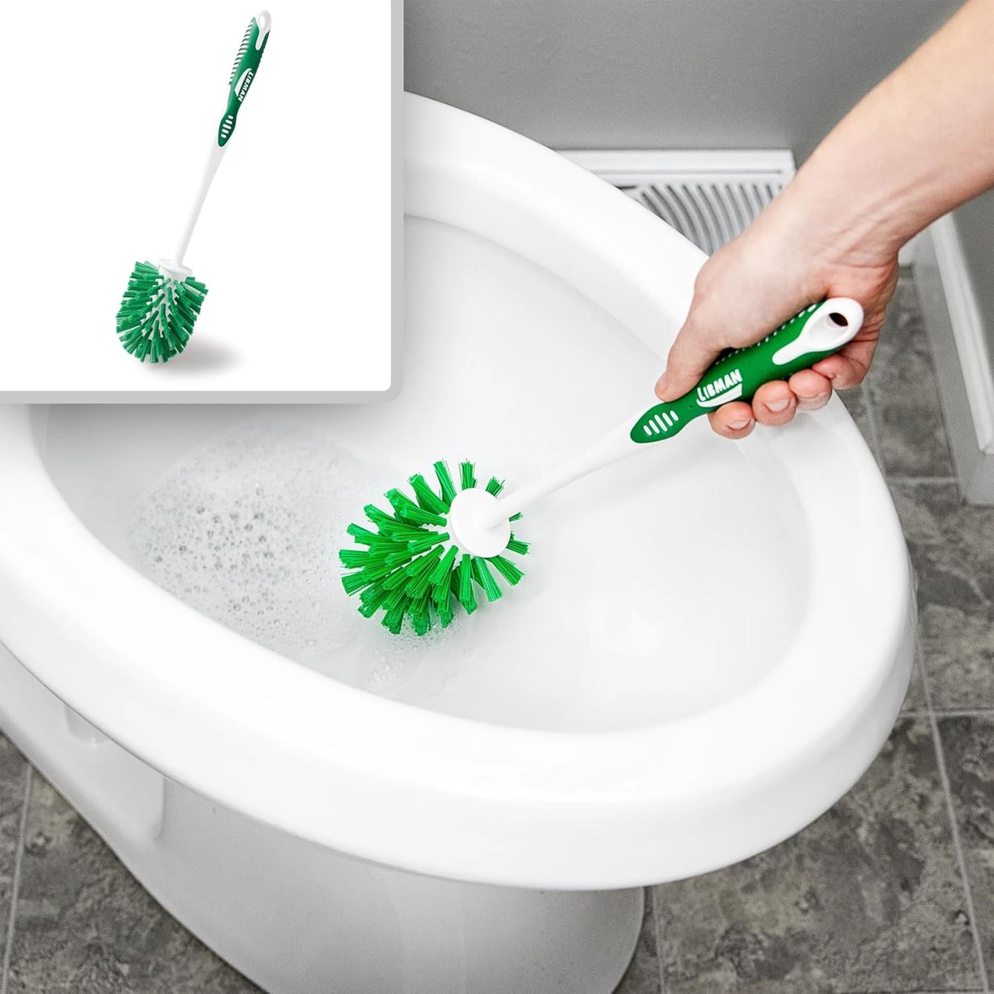 Libman Designer Bowl Brush and Caddy - 2 Pack - Toilet Brush and Holder Set, Non-Scratch, Bathroom Brush, Hygenic Caddy with Drying Slits
