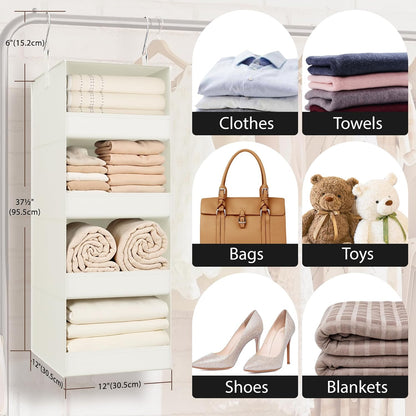 GRANNY SAYS 3-Shelf Hanging Closet Organizer and Storage, Collapsible Hanging Closet Shelves, Hanging Organizer for Closet & RV, Gray, 29 ½" H X 12" W X 12" D, 1-Pack