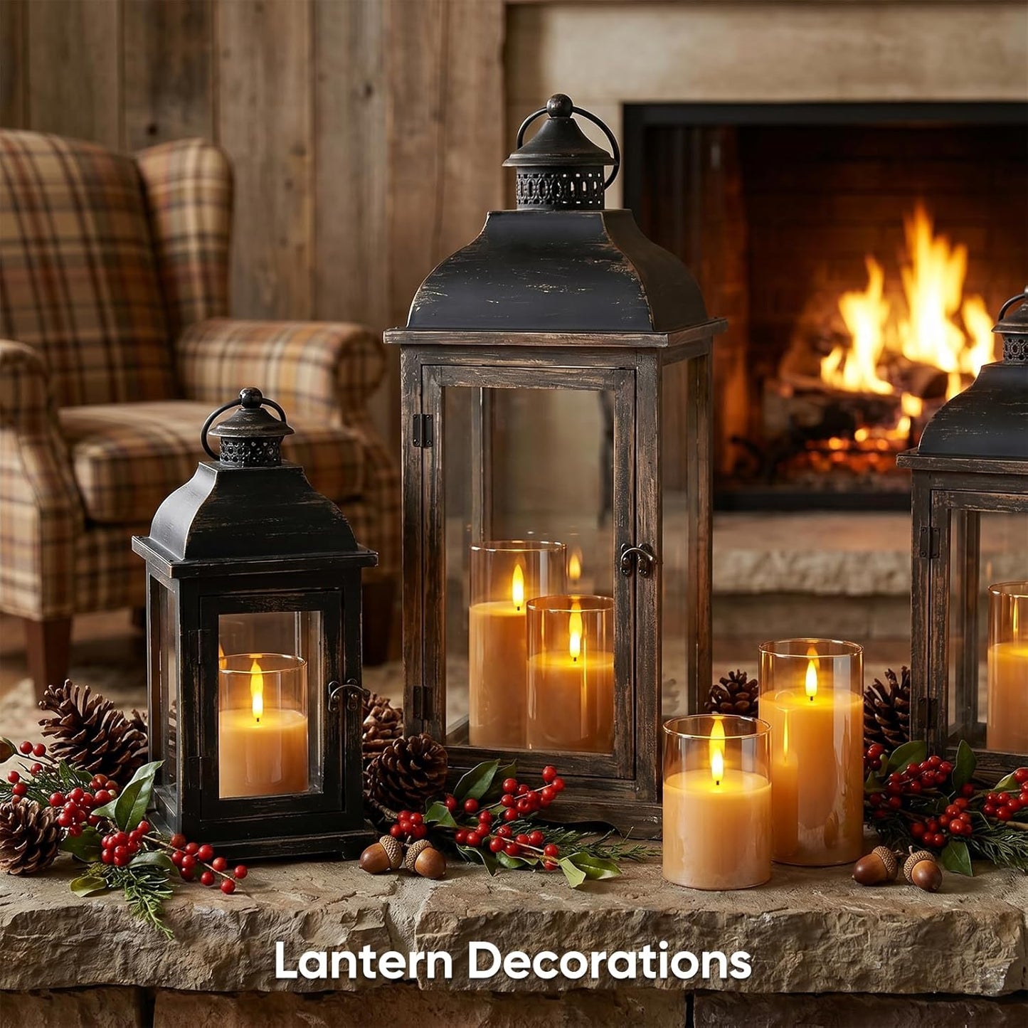 5plots Glass Battery Operated White Flameless Candles with Remote Timer, 3D Wick Real Wax Pillar Led Candles Warm Flickering Light for Indoor Home, Halloween, Christmas Decor, Set of 3, D3 x H4 5" 6"