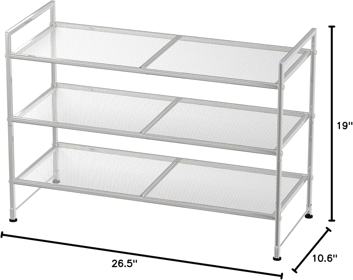 Simple Houseware 3-Tier Stackable Shoes Rack Storage Shelf, Black