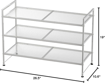Simple Houseware 3-Tier Stackable Shoes Rack Storage Shelf, Black