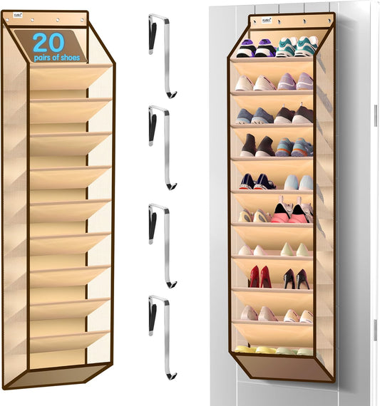Kotkn 35 Compartment Over The Door Storage - Breathable Mesh Hanging Organizer with Large Pockets, Space Saving Design for Men & Women's Footwear, Closet, Bedroom （White）