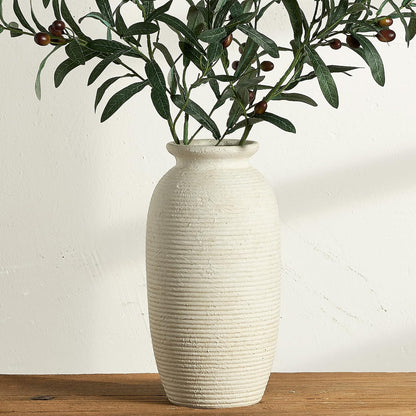 Ceramic Flower Vase, Small Rustic Farmhouse Vases Home Decor, Short Pottery Decorative Pampas Vase for Table Living Room Entryway Mantel Bookshelf Bedroom Bathroom Kitchen - 6" W