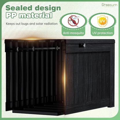 Greesum Outdoor Storage Box 31 Gallon Storage Box with Lid for Patio Furniture, Garden Tools, Pool Supplies, Waterproof and UV Resistant, Lockable, Dark Black