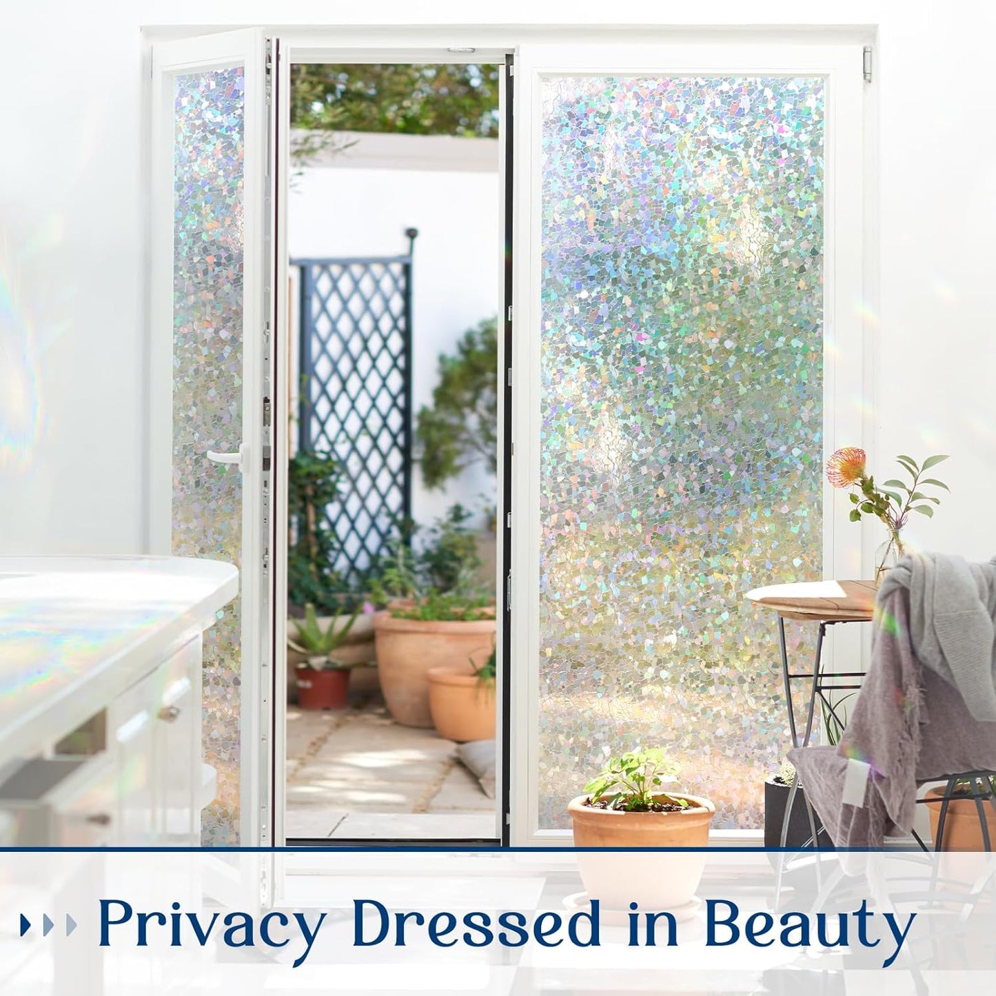 Haton Window Privacy Film Frosted Glass Film for Door Bathroom Shower, Peel & Stick, Day & Night, Papel para Ventanas Privacidad, Covering Sticker Removable Decorative Translucent Pure 17.5" x 78.7"