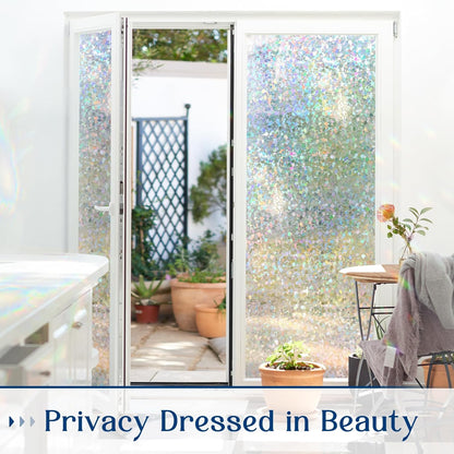 Haton Window Privacy Film Frosted Glass Film for Door Bathroom Shower, Peel & Stick, Day & Night, Papel para Ventanas Privacidad, Covering Sticker Removable Decorative Translucent Pure 17.5" x 78.7"