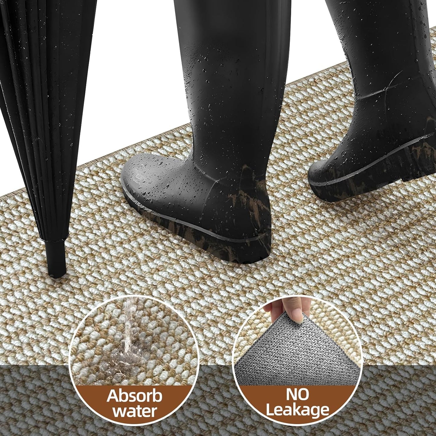 Indoor Door mat 17“ x 30”, Dirt Trapper Door Mat, Non-Slip Washable Entrance Mat, Dirt Resistant and Absorbent Welcome Mat,Low-Profile Doormat for Entryways, Front Doors, and Indoor Entrances, White