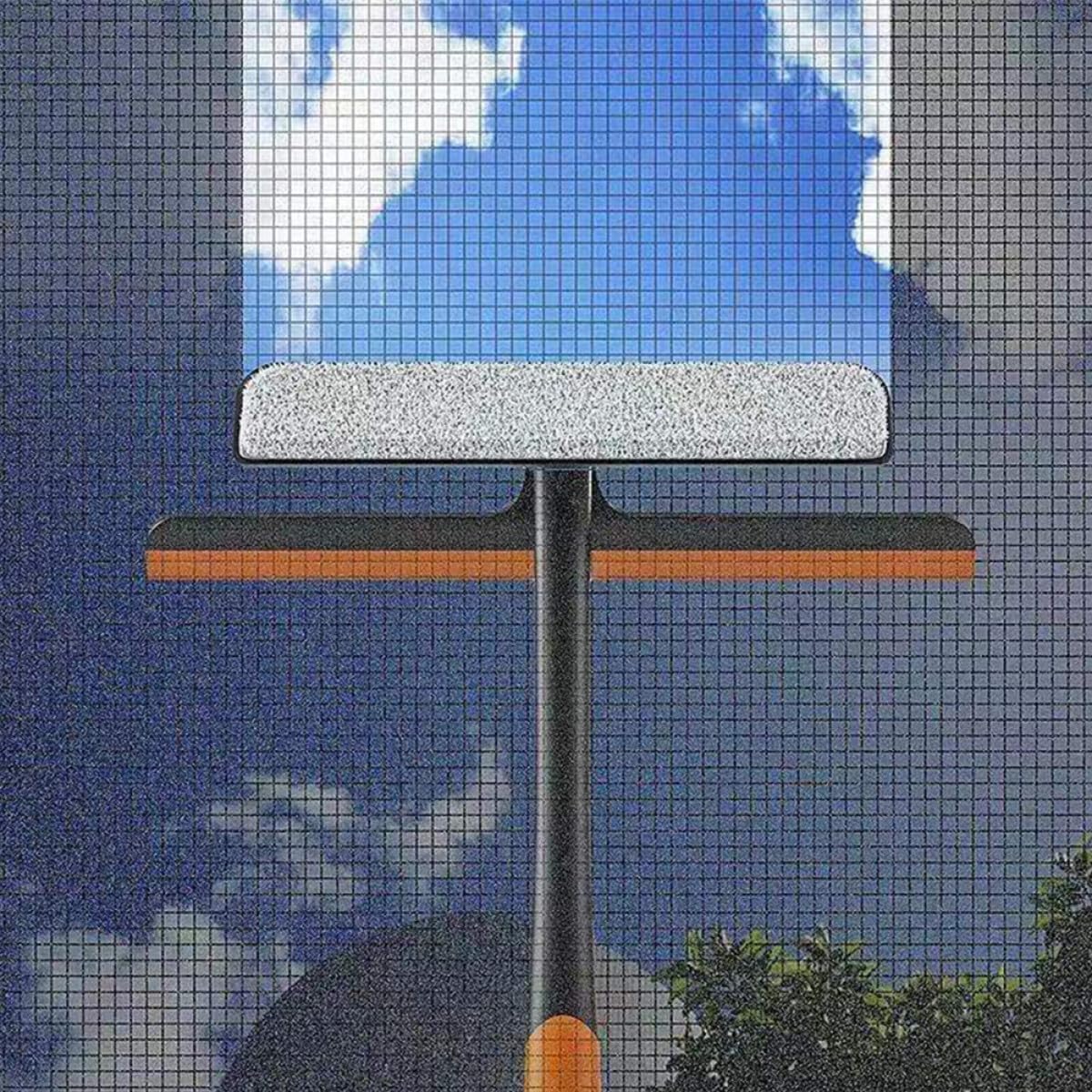 Window Screen Cleaning Brush and Double-Sided Squeegee Tool 34x27.4cm Multifunctional Window Cleaner for Glass and Screen Washing Household Cleaning Kit
