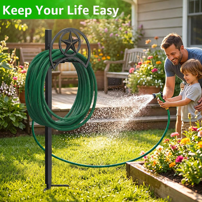 GOFORWILD Garden Hose Holder, Decorative Hose Butler Sturdy Water Hose Rack, Durable Wall Hose Hanger, Holds 125-Feet of 5/8-Inch Hose, Hose Reel, Made of Gauge Steel (9.8) …