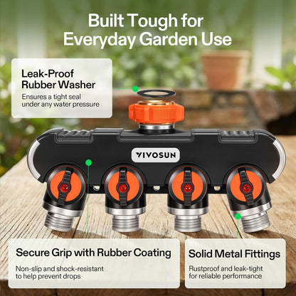 VIVOSUN Garden Hose Splitter 2 Way Heavy Duty, Upgraded Highly Durable Dual Water Hose Connector, Faucet Adapter with Comfortable Rubberized Grip for Drip Irrigation, Lawns