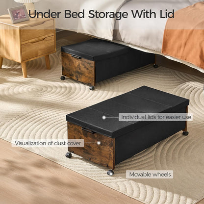 FOUCSSOMEI Under Bed Drawers on Wheels, XXXXL Size, UnderBed Storage with Wheels, Wooden Under Bed Storage, Heavy Duty, Patented Design