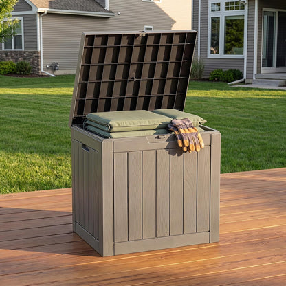 NicBex 30 Gallon Deck Box, Waterproof Resin Outdoor Storage Box Lockable for Patio Furniture, Fade Resistant Patio Side Table & Organizer for Garden Tools, Pool Floats, Outdoor Cushions, Black