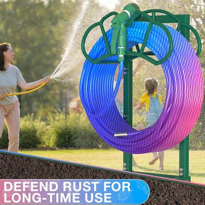 Qatsrin New Garden Hose Holder, Super Stable Water Hose Holders Stand Holds 160-Feet Hose, Rustproof Freestanding Hose Storage Hanger Rack for Outside Yard Lawn Farm, Black