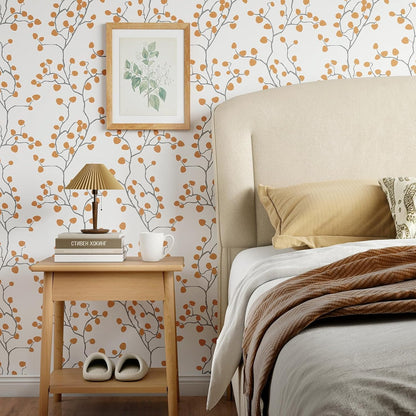 GloryTik Floral Peel and Stick Wallpaper, Removable Blue Floral Contact Paper, Self Adhesive Renter Friendly Wallpaper for Bedroom Living Room Bathroom (17.3" x 78.7")
