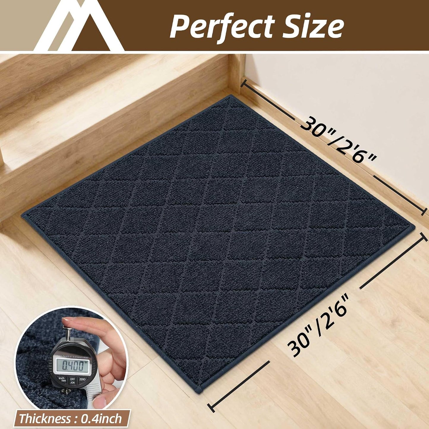 COSY HOMEER Edging Stair Treads Non-Slip Carpet Mat 28inX9in Indoor Stair Runners for Wooden Steps, Edging Stair Rugs for Kids and Dogs, 100% Polyester TPE Backing(4pc, Beige)