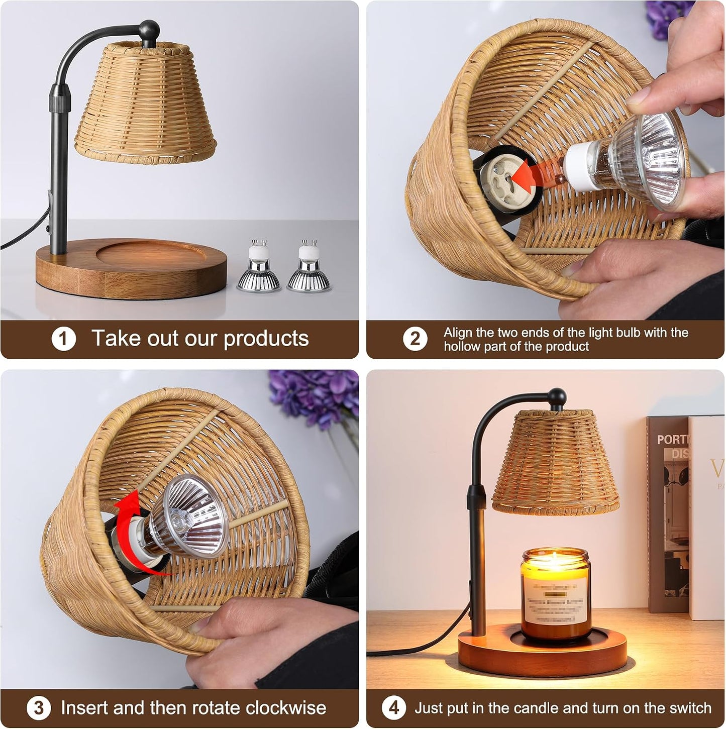 Candle Warmer Lamp with Timer Dimmer, Crystal Candle Lamp Birthday Gifts for Women, Mom, House Warming Gifts Wax Melt Warmer for Jar Candles with 2 Bulbs, Gold