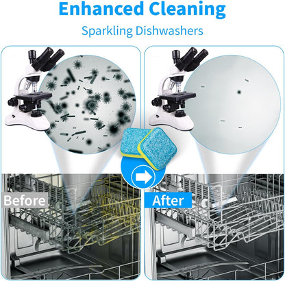 Dishwasher Cleaner Tablets - 24 Pack Powerful Descaling and Refreshing Pods, Deep Cleaning for Dish Washer Machine, Heavy Duty for Sparkling Clean - Yearly Supply.