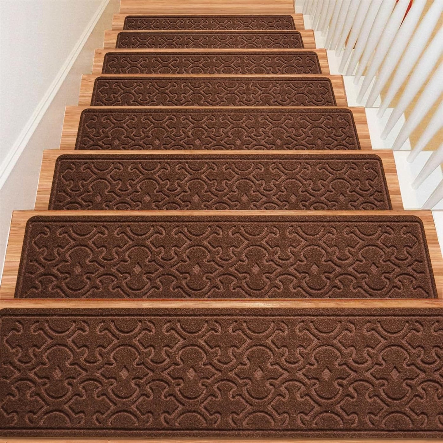 15Pcs Stair Treads for Wooden Steps With Self Adhesive, 8"x30" Non Slip Stair Runners-Peel & Stick Indoor Stair Carpet Runner, Resistant Runner for Kids, Elders and Pets, Black