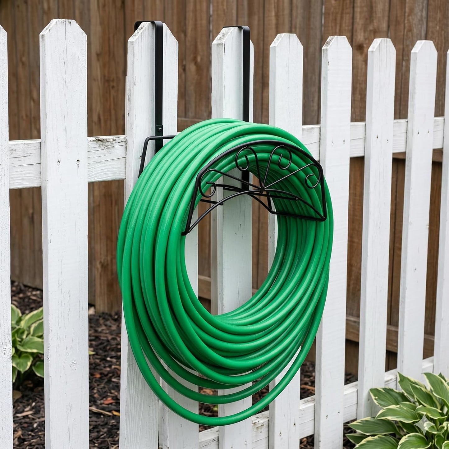 Garden Hose Holder, Sturdy Hose Storage Organizer Reel Rack for Outside Garden Lawn Yard Farm -Wall Mount Or Hanger (White)